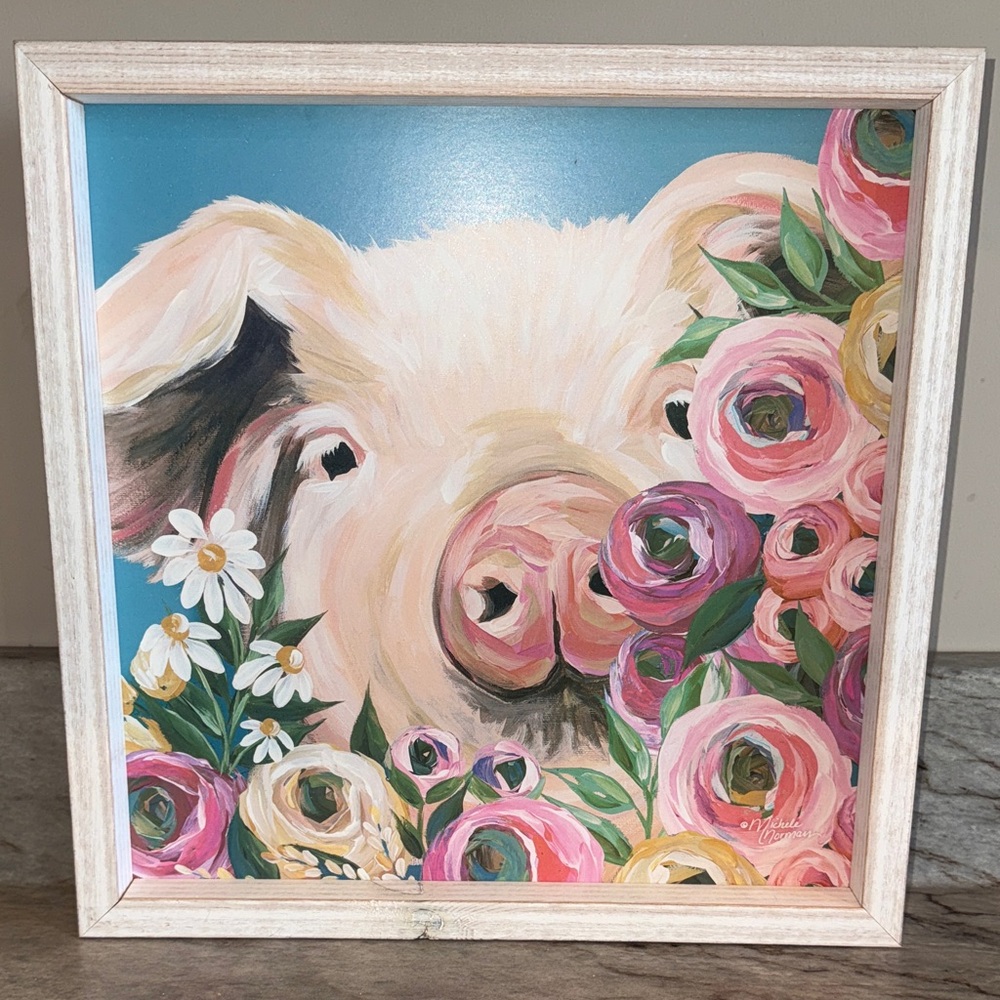 Hobby Lobby Pig and Floral Wall Art